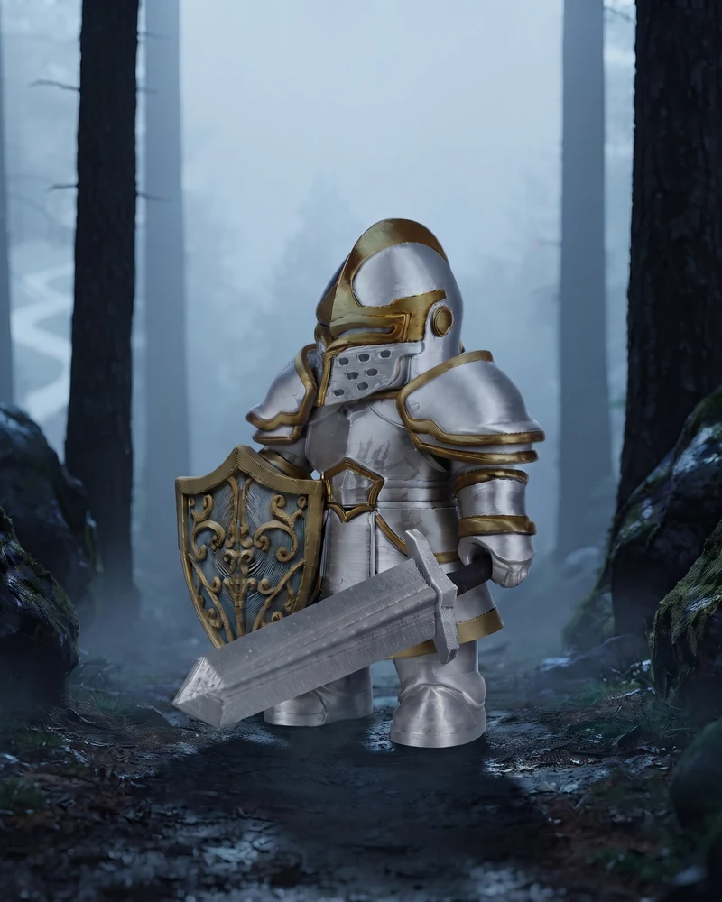 Arte oficial de El Errante, paladín de los Solitarios, con espada y escudo medieval.