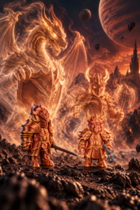 Ilustración del Pack Dúo Dracónicos de Legión Imantum, con sus dos paladines y espectros al fondo.