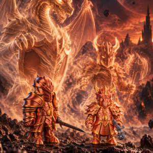 Ilustración del Pack Dúo Dracónicos de Legión Imantum, con sus dos paladines y espectros al fondo.