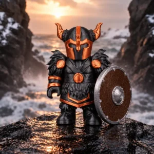 Arte oficial de Sköll-Eclipse, paladín de los Vikingos, con hacha y escudo vikingo.